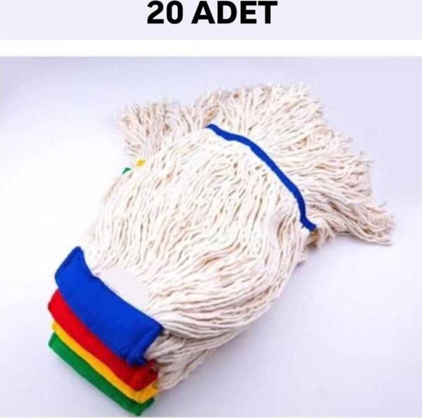 Elcy Islak Saçaklı Temizlik Arabası 350 Gr Dar Mop Yedeği 20 Adet - Image 1