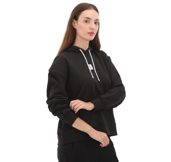B0A5SX20011-R Timberland Stack Logo Loop Back Hoodıe Kadın Sweatshirt Siyah - Image 1