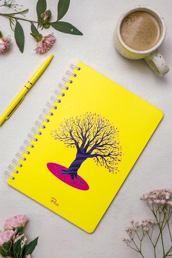 Prestij Tree Neon Sarı Kareli Defter 17x24 - Image 1