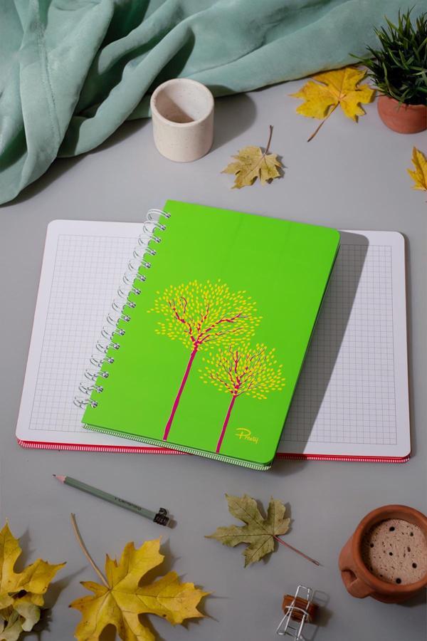 Prestij Hardwood Neon Spiralli Kareli Defter - Image 1