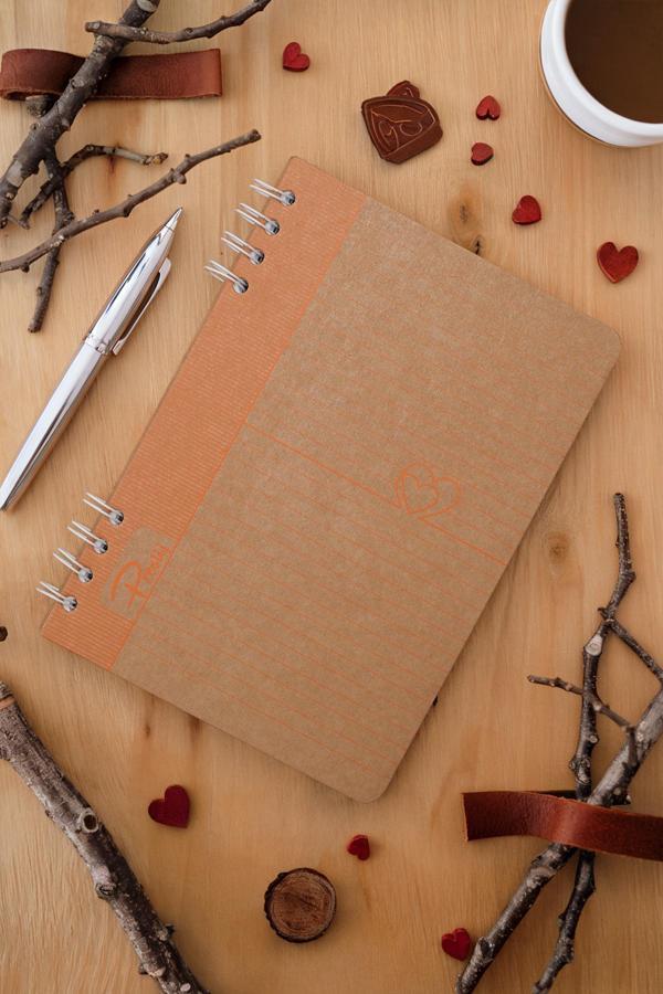 Prestij Heart Kraft Çizgili Defter - Image 1