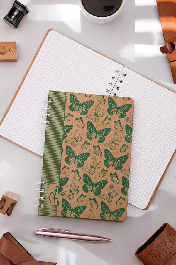 Prestij Butterfly Kraft Kareli Defter - Image 1