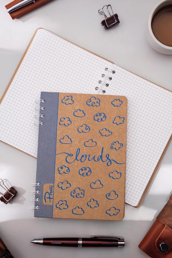 Prestij Clouds Kraft Kareli Defter - Image 1