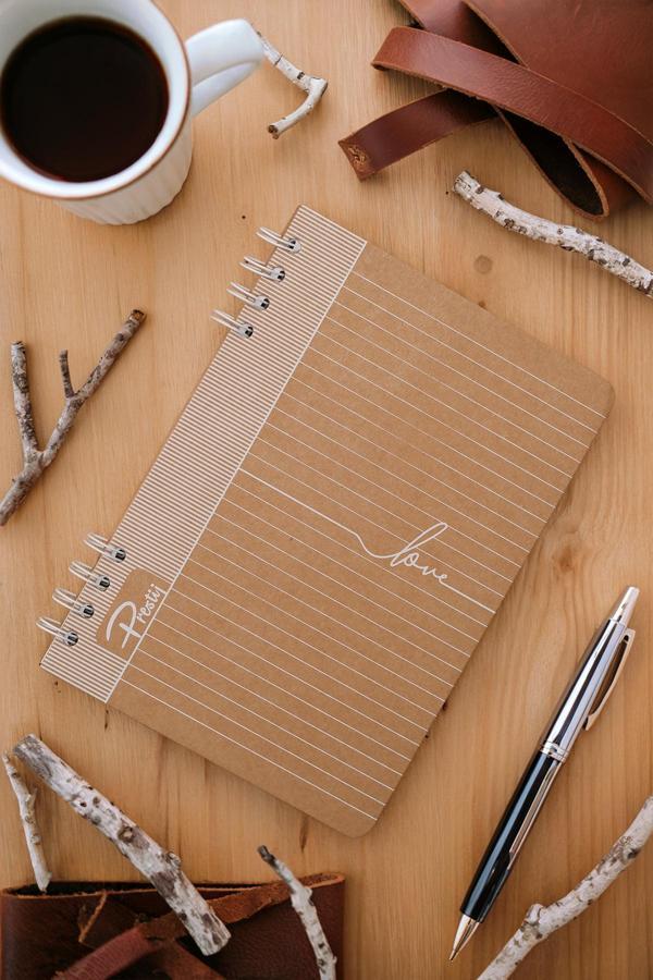 Prestij Love Kraft Çizgili Defter - Image 1