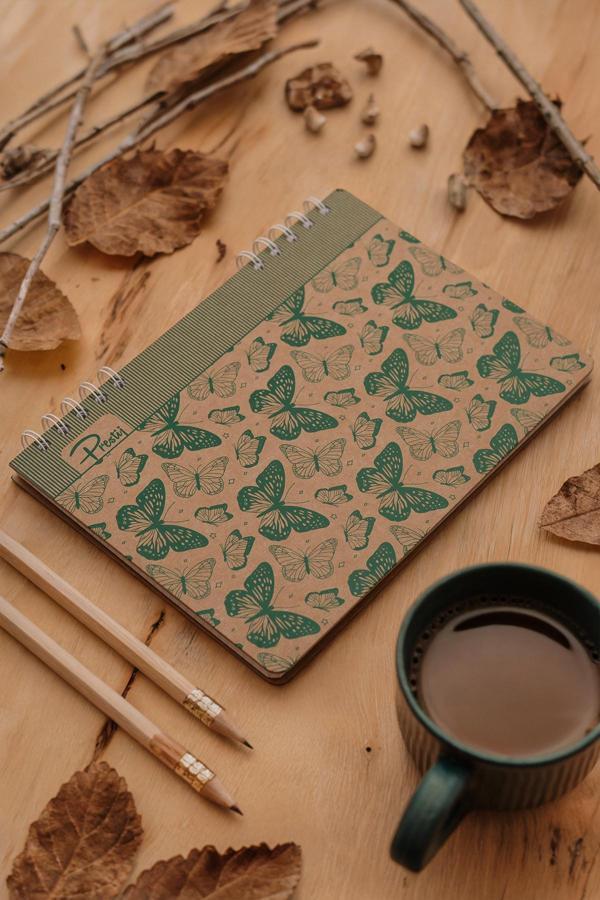 Prestij Butterfly Kraft Kareli Defter 17x24 - Image 1