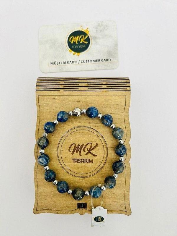 Gerçek Lapis Lazuli Taşı Bileklik (ARA TAŞLAR GERÇEK HEMATİT TAŞIDIR) Mk.020.016 - Image 1