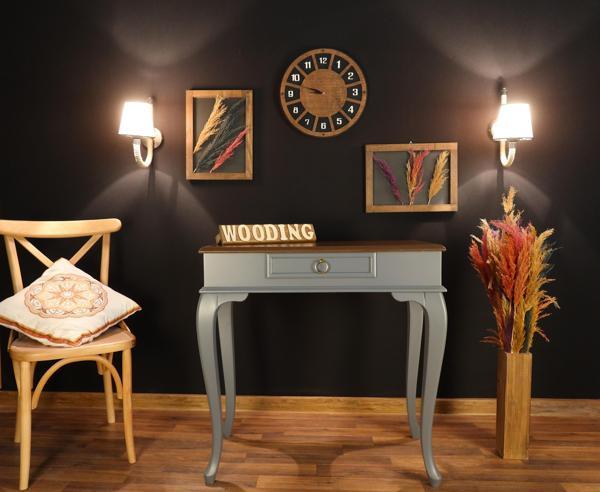 Wooding Mobilya 80 Cm Çekmeceli Masif Gri Ceviz Dresuar - Image 1