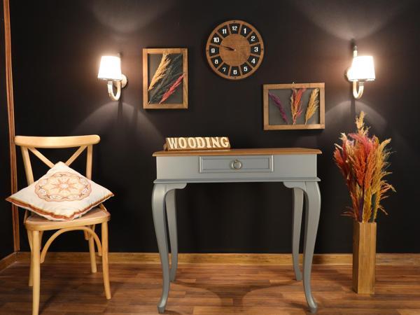 Wooding Mobilya 80 Cm Çekmeceli Masif Gri Natürel Dresuar - Image 1