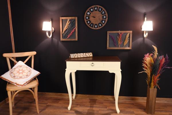 Wooding Mobilya 80 Cm Çekmeceli Masif Krem Ceviz Dresuar - Image 1