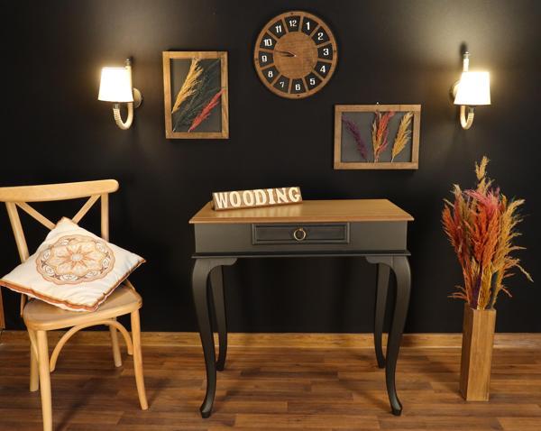 Wooding Mobilya 80 Cm Çekmeceli Masif Siyah Natürel Dresuar - Image 1