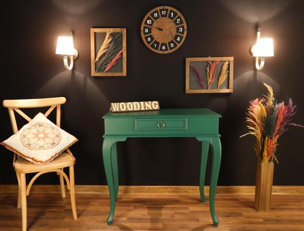 Wooding Mobilya 80 Cm Çekmeceli Masif Yeşil Dresuar - Image 1