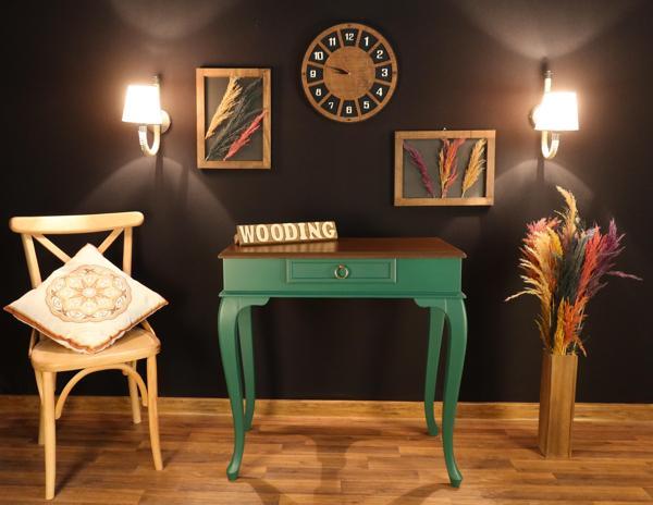 Wooding Mobilya 80 Cm Çekmeceli Masif Yeşil Ceviz Dresuar - Image 1
