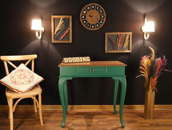 Wooding Mobilya 80 Cm Çekmeceli Masif Yeşil Natürel Dresuar - Image 1