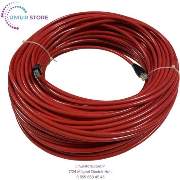 100 Metre Cat 6 Cat6 Kalın Internet Kablosu Eternet Modem Ağ Kablo Kırmızı Dış Ortam 100M - Image 1