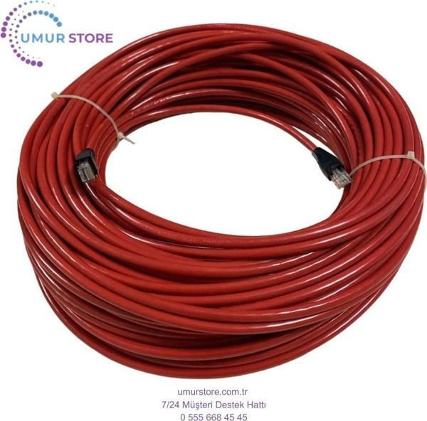 100 Metre Cat 6 Cat6 Kalın Internet Kablosu Eternet Modem Ağ Kablo Kırmızı Dış Ortam 100M - Image 1