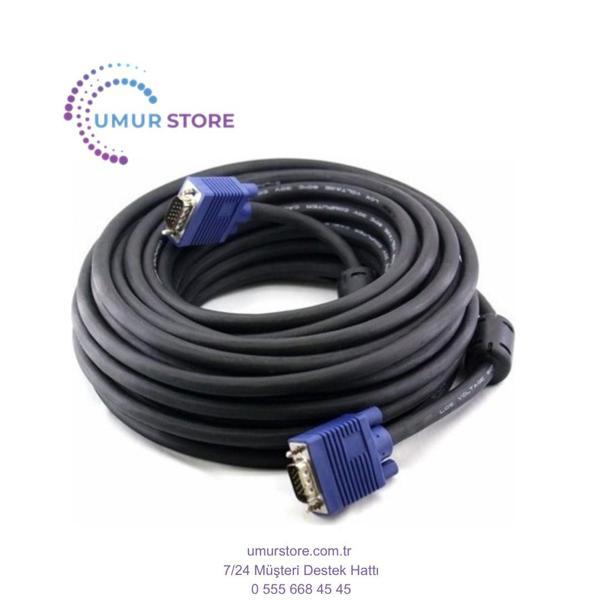 15 Metre 15MT Çift Filtreli 15 Pın VGA Kablosu Güçlü Soket Yapısı Erkek Erkek VGA - Image 1