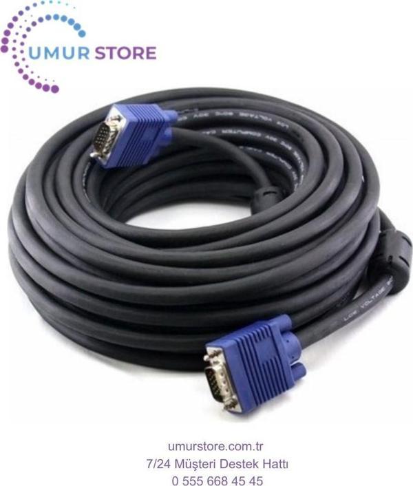15 Metre 15MT Çift Filtreli 15 Pın VGA Kablosu Güçlü Soket Yapısı Erkek Erkek VGA - Image 1