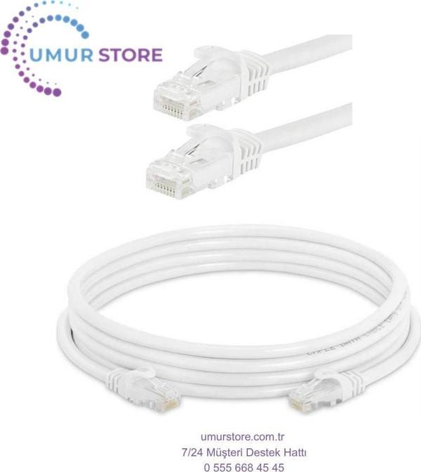 5 Metre Cat6 Kablo Ethernet Network Kablosu - Fabrikasyon Presli - 23 Awg - Beyaz - 5 mt - Image 1