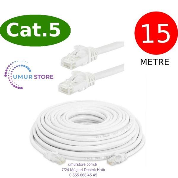 Cat5 Network Internet Ethernet Bilgisayar Kablosu RJ45 - RJ45 15 Metre Patch Kablo - Image 1