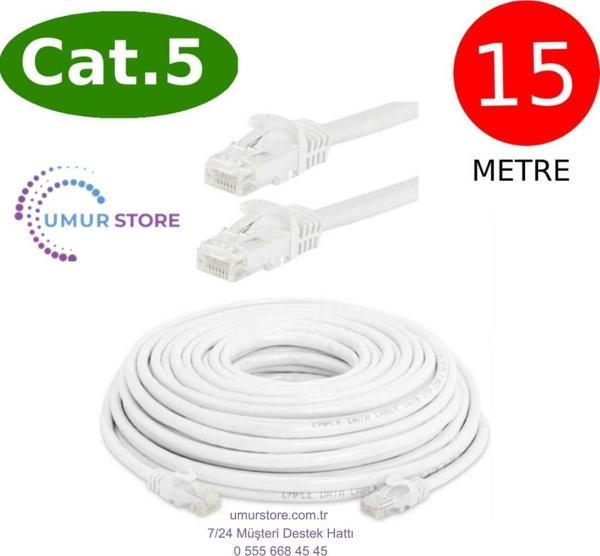 Cat5 Network Internet Ethernet Bilgisayar Kablosu RJ45 - RJ45 15 Metre Patch Kablo - Image 1