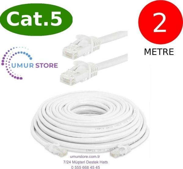 Cat5 Network Internet Ethernet Bilgisayar Kablosu RJ45 - RJ45 2 mt Patch Kablo - Image 1