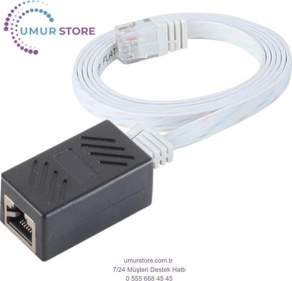 CAT6 Uzatma Seti, Yassı Ethernet Kablo ve Ekleyici, Beyaz, 50 cm - Image 1