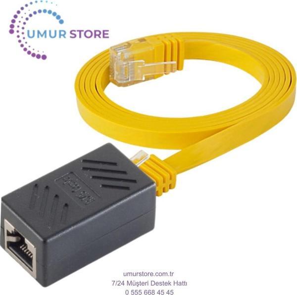 CAT6 Uzatma Seti, Yassı Ethernet Kablo ve Ekleyici, Sarı, 50 cm - Image 1