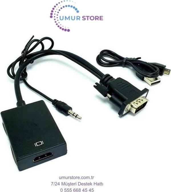VGA HDMI Çevirici USB Güç Destekli VGA HDMI Çevirici Erkek VGA Dişi HDMI Çevirici - Image 1