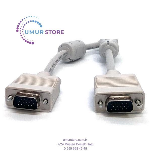VGA Monitör Kablosu, DSUB 15 erkek DSUB 15 erkek, 3 metre, 3Coax/7C, AWG28, 2x ferrite filtreli, siy - Image 1