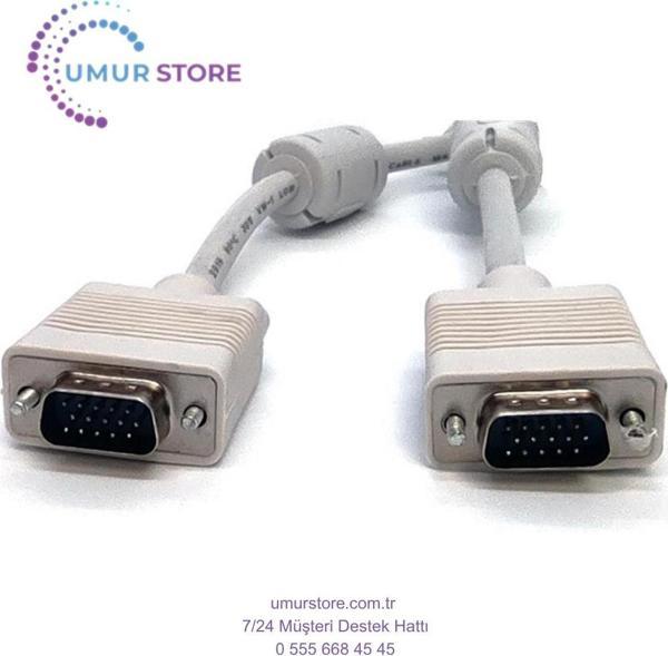 VGA Monitör Kablosu, DSUB 15 erkek DSUB 15 erkek, 30 metre, 3Coax/7C, AWG28, 2x ferrite filtreli, si - Image 1