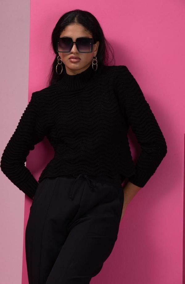 Kadın Dalga Desen Triko Bluz 11010 - Image 1