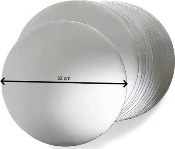 Turta Mendili / Pasta Altlığı Gümüş Yuvarlak 32 cm 10 adet - Image 1