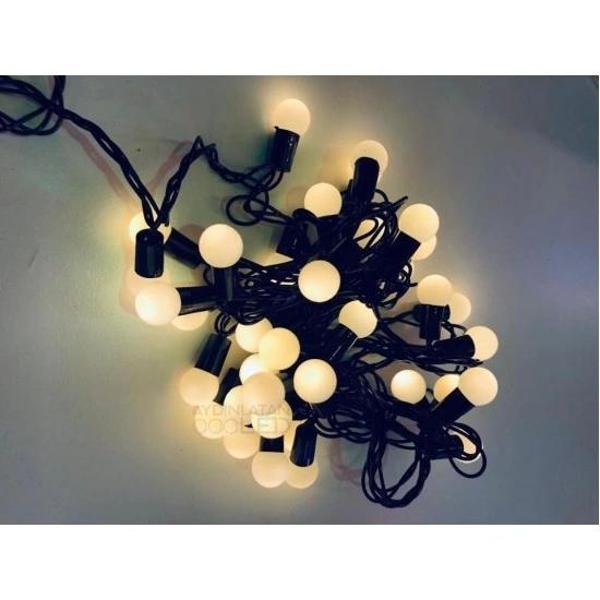 5 Metre 28 Mini Top Led Sarı Işık Fişli Siyah Kablo - Image 1