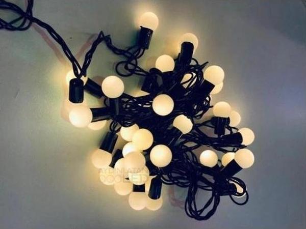5 Metre 28 Mini Top Led Sarı Işık Fişli Siyah Kablo - Image 1