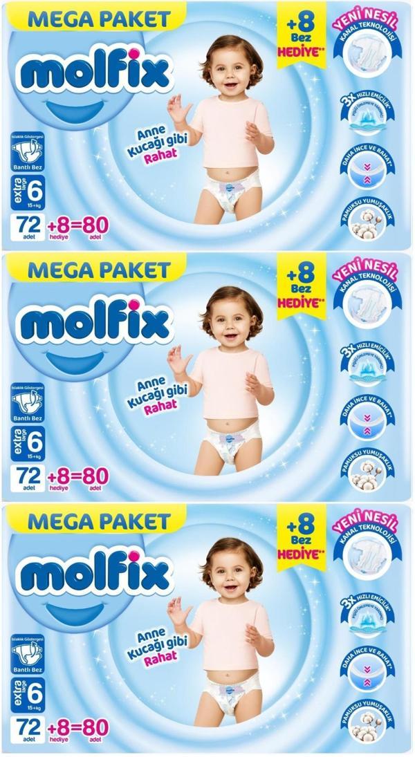 Molfix Bebek Bezi Beden:6 (15+KG) Extra Large 240 Adet Mega Aylık Fırsat Pk - Image 1