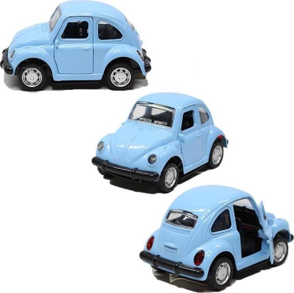 1967 Volkswagen Beetle Çek Bırak Metal Oyuncak Araba 9 cm Mavi - Image 1