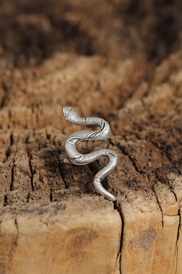Otantik Yılan Tasarımlı Ayarlamalı Kadın Yüzük - Image 1