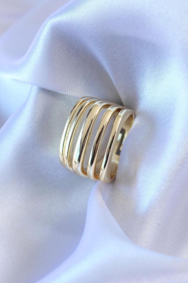 Gold Renk Kaburga Model Kadın Yüzük - Image 1