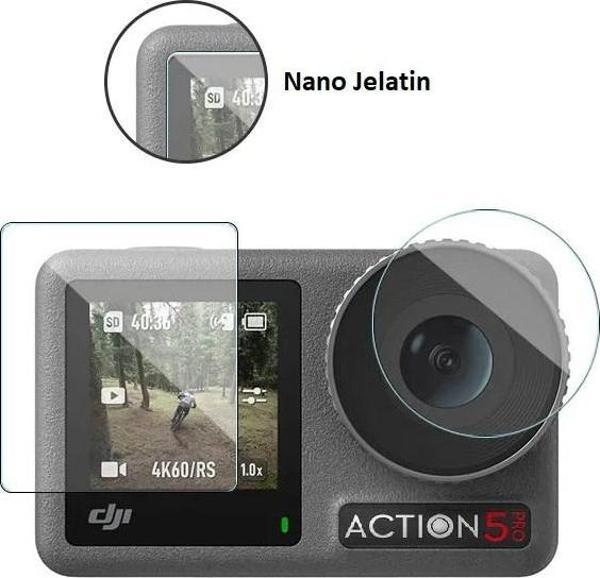 DJI Osmo Action 5 Pro Uyumlu Şeffaf Ekran koruyucu Nano Jelatin - Image 1