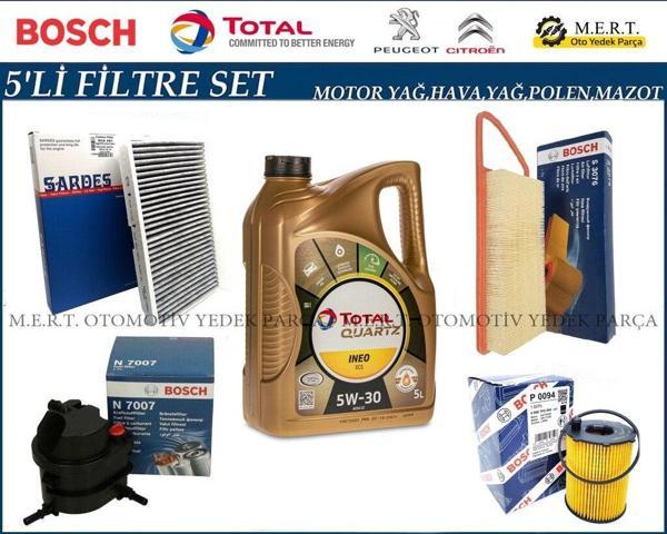 C2 1.4 HDI Filtre Bakım Seti + Motor Yağı (2004-2008) - Image 1
