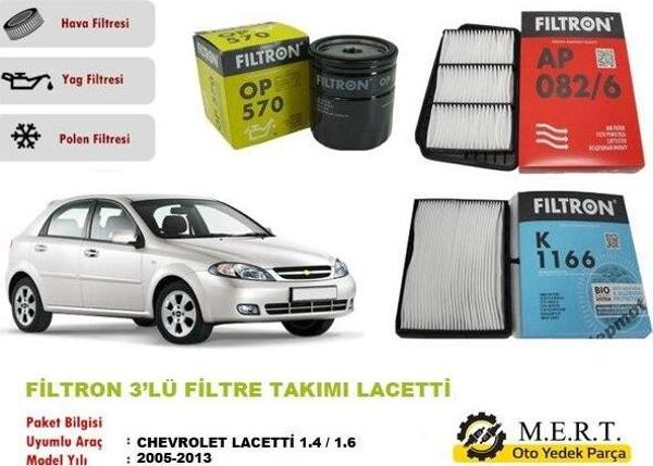 Chevrolet Lacetti 1.4 / 1.6 Filtre Bakım Seti 2005-2013 Filtron - Image 1