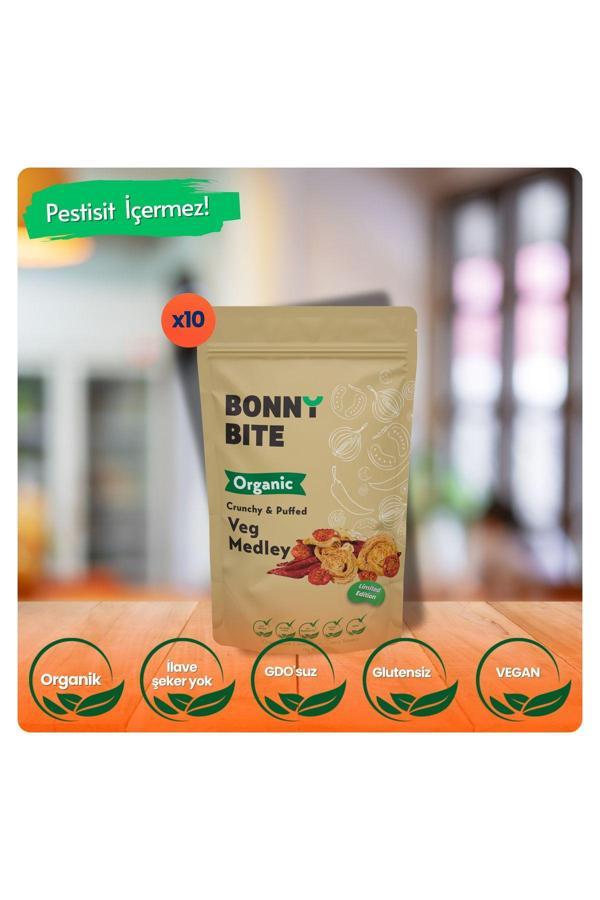 Bonny Bite Çıtır Sebze (Kapya Biber, Cherry Domates,Soğan) Atıştırmalığı 10'Lu Paket (18Grx10) - Image 1