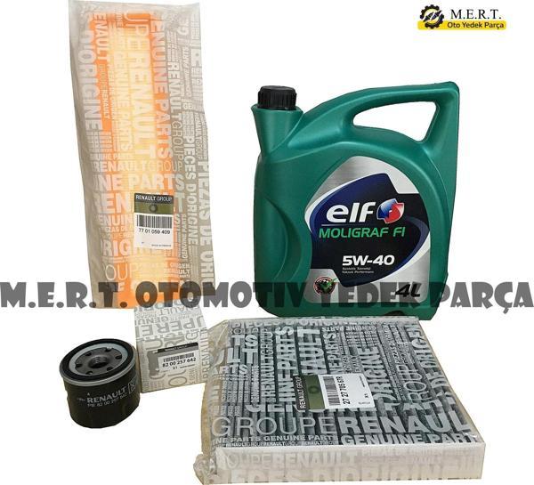 Renault Clio 4 1.2 16V Yağ Bakım Filtre Seti Elf Moligraf 5W40 - Image 1