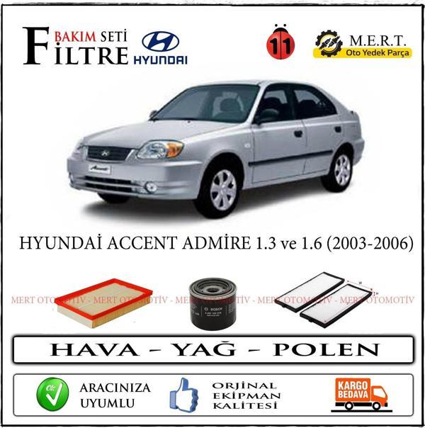 Accent Admire 1.3 / 1.6 Benzinli Filtre Bakım Seti (2002-2006) - Image 1