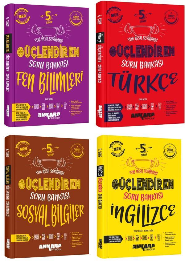 Ankara 2025 5. Sınıf Fen Bilimleri + Türkçe + Sosyal + İngilizce Güçlendiren Soru Seti 4 Kitap Güncel Müfredat - Image 1