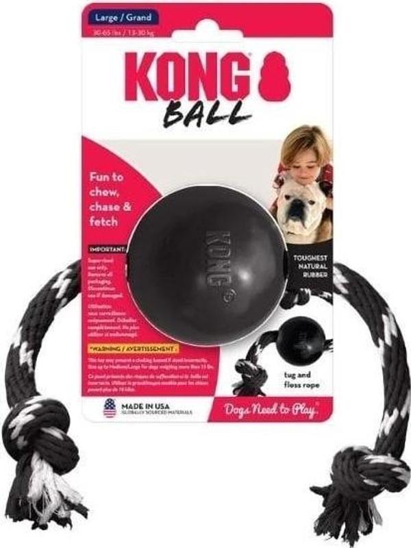 Kong Extreme Top İp Sallantılı Sesli Sert Plastik Köpek Oyuncağı Large Siyah - Image 1