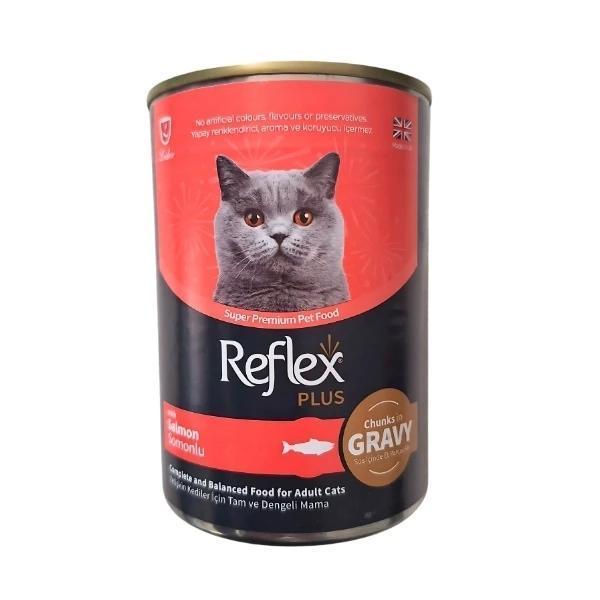 Reflex Plus Sos İçinde Et Parçacıklı Somonlu Yetişkin Konserve Kedi Maması 400 Gr - Image 1