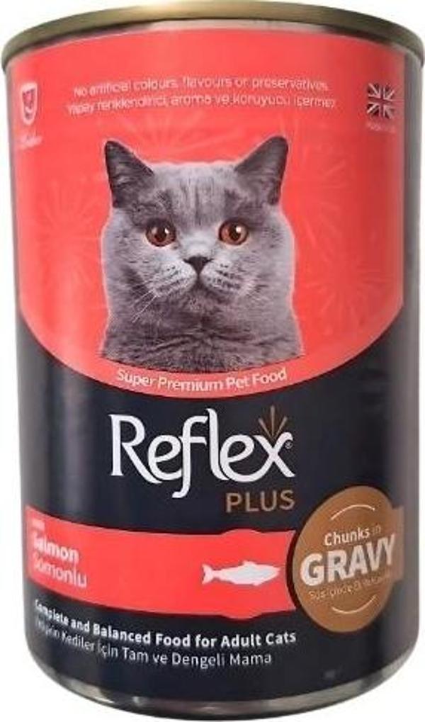 Reflex Plus Sos İçinde Et Parçacıklı Somonlu Yetişkin Konserve Kedi Maması 400 Gr - Image 1