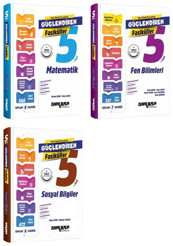 Ankara 2025 5. Sınıf Matematik + Fen Bilimleri + Sosyal Bilgiler Güçlendiren Fasikül Seti 3 Kitap Güncel Müfredat - Image 1