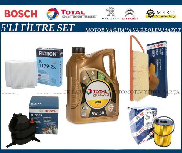 Peugeot 207 1.4 HDI Filtre Bakım Seti +Motor Yağı 2006-2010 - Image 1